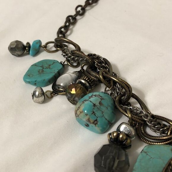 Laura Ashley turquoise beaded statement necklace - Picture 2 of 8